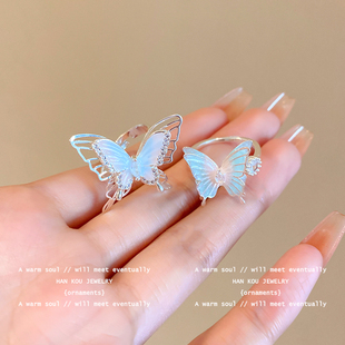 让蝴蝶停在手上~蝴蝶锆石开口戒指女款秋冬高级感个性指环食指戒