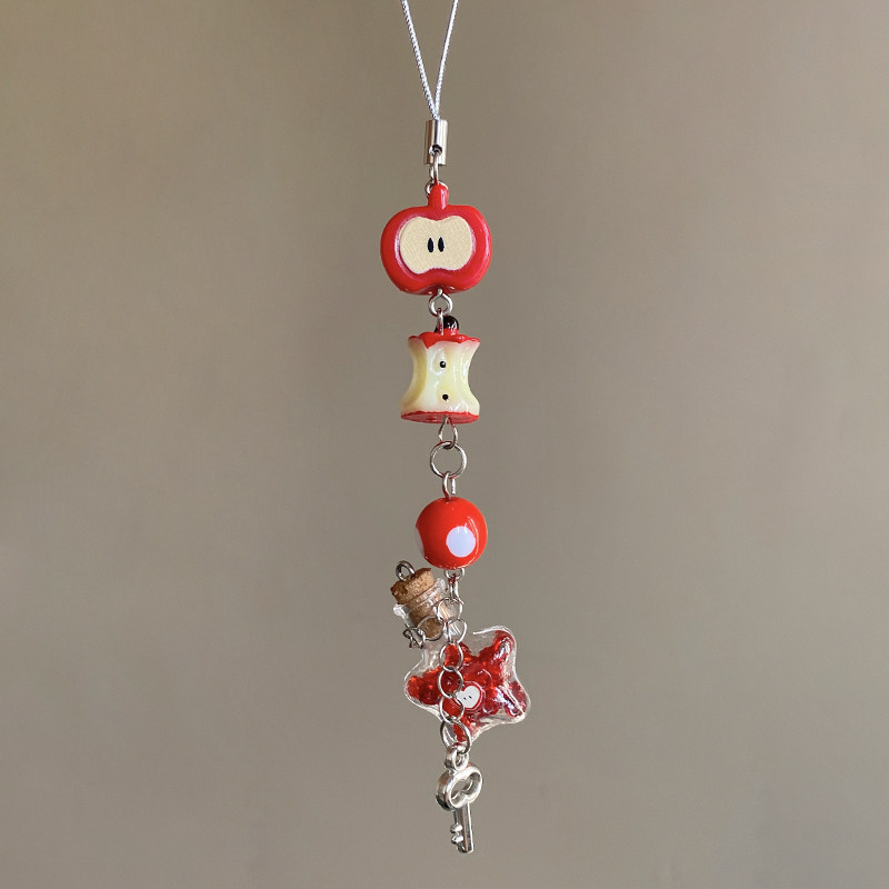 红色苹果星星许愿瓶挂件手机链挂件圣诞节装饰挂链钥匙扣挂饰女