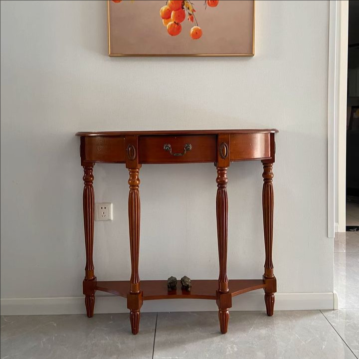 玄关美式实木玄关薄柜走廊靠墙装饰边桌入户门厅玄关桌超窄玄关台