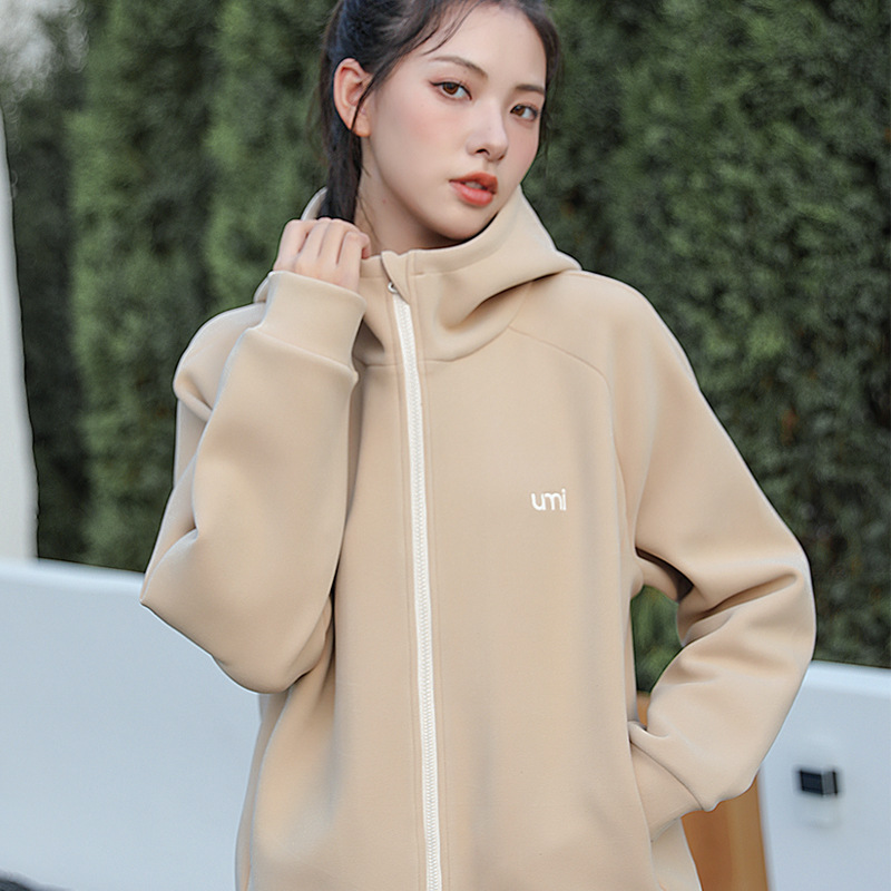 裤小仙新款防风衣外套水小姐秋冬加厚保暖优米宽松卫衣女连帽开衫