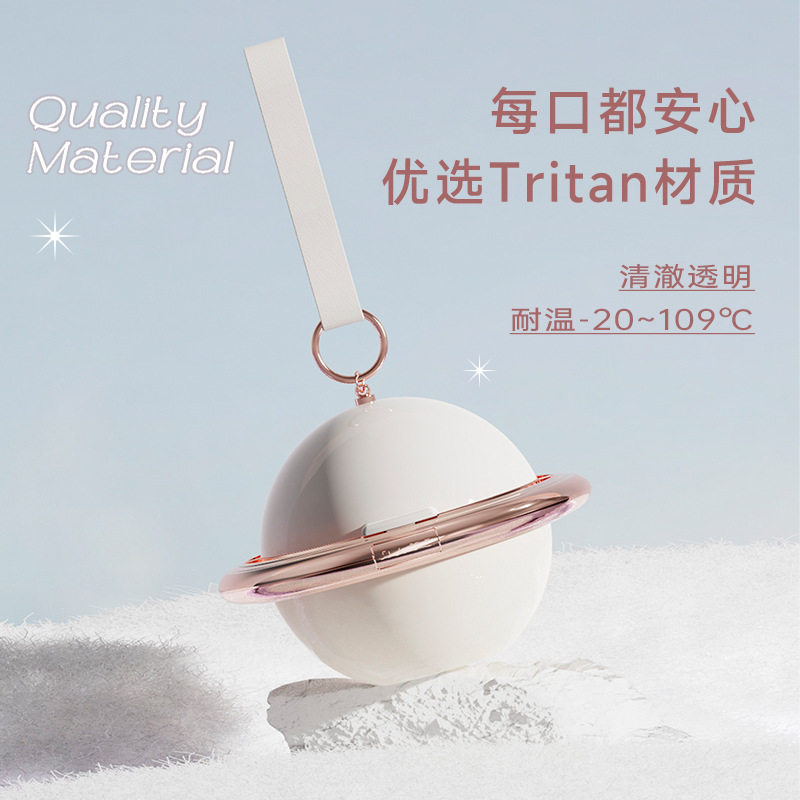 夏季轻奢星球杯饮水杯便携挂绳随手吸管杯Tritan材质高颜值女水壶