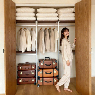 上海现代极简铝合金属立式金属衣柜步入式折叠推拉门落地货架衣柜