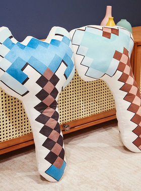 我的世界武器抱枕游戏周边MC蓝色毛绒玩具兵器武器抱枕礼物钻石