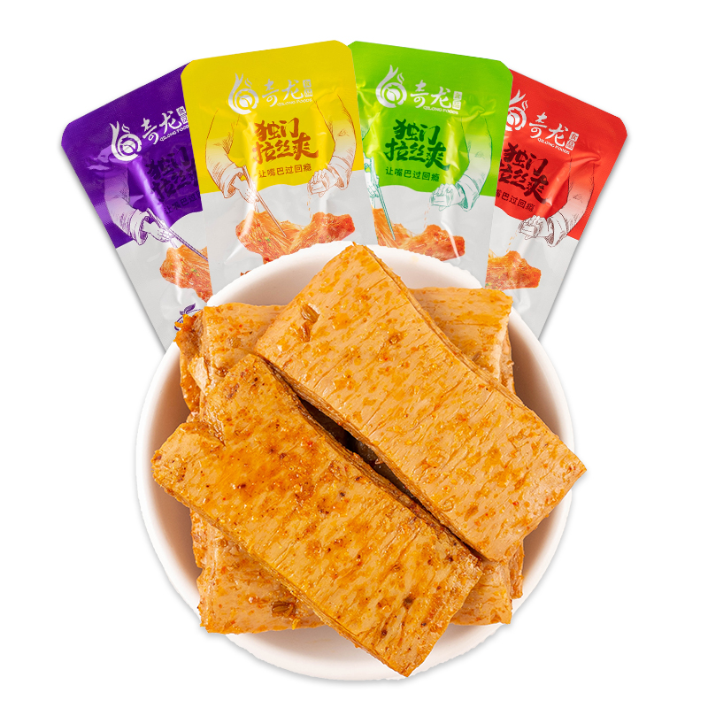 张奇龙独门拉丝爽豆干手撕素肉豆制品辣条休闲零食素牛肉素牛排