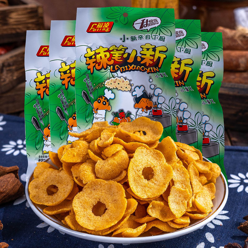 福凌蜡笔小新小薯片香甜辣味咔嚓膨化食品大礼包