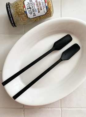 韩国bracket黑色果酱匙硅胶勺厨房家用黄油勺子搅拌刮勺