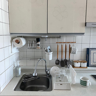 韩国厨房置物沥水架壁挂调料品挂架收纳不锈钢筷子桶抹布架厨具架