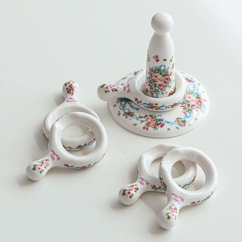 韩国SMF筷子托餐具架套装三梅陶瓷6P 勺子筷子垫勺子托筷子架