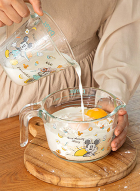 韩国代购pyrex迪士尼米奇计量杯带刻度耐高温玻璃量杯烘焙牛奶