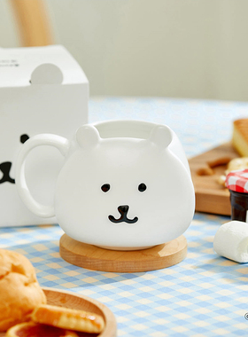 韩国正品自嘲熊白色马克杯nongdamgom可爱杯子子超兄弟陶瓷杯礼物
