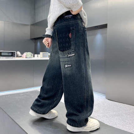 儿童装男童牛仔裤冬季一体加绒裤子中大童秋冬款男孩加厚休闲百搭