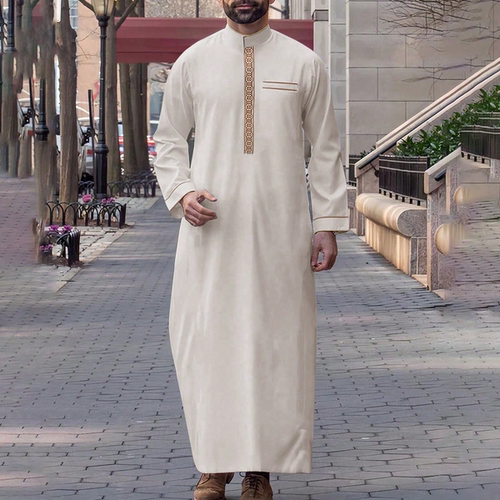 少数民族服饰男士长款袍子刺绣长款宽松连体衣长衫大袍Arab Robe