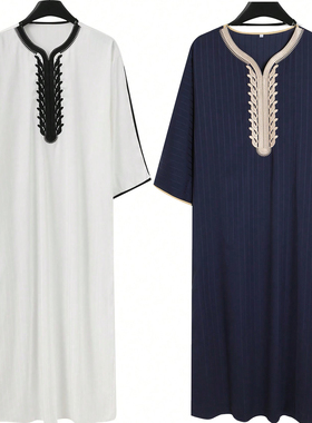 Islam Kaftan Muslim Men Moroccan Thobe穆斯林男士长袍迪拜袍子