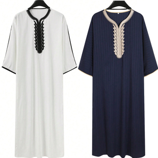 Islam Kaftan Muslim Men Moroccan Thobe穆斯林男士长袍迪拜袍子