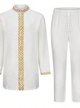 Kaftan Men Robe Set Kaunda Outfit Suits Embroidered 男士套装