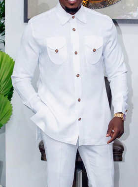 African Men Suits Set Outfits非洲风格男士休闲套装西装两件套