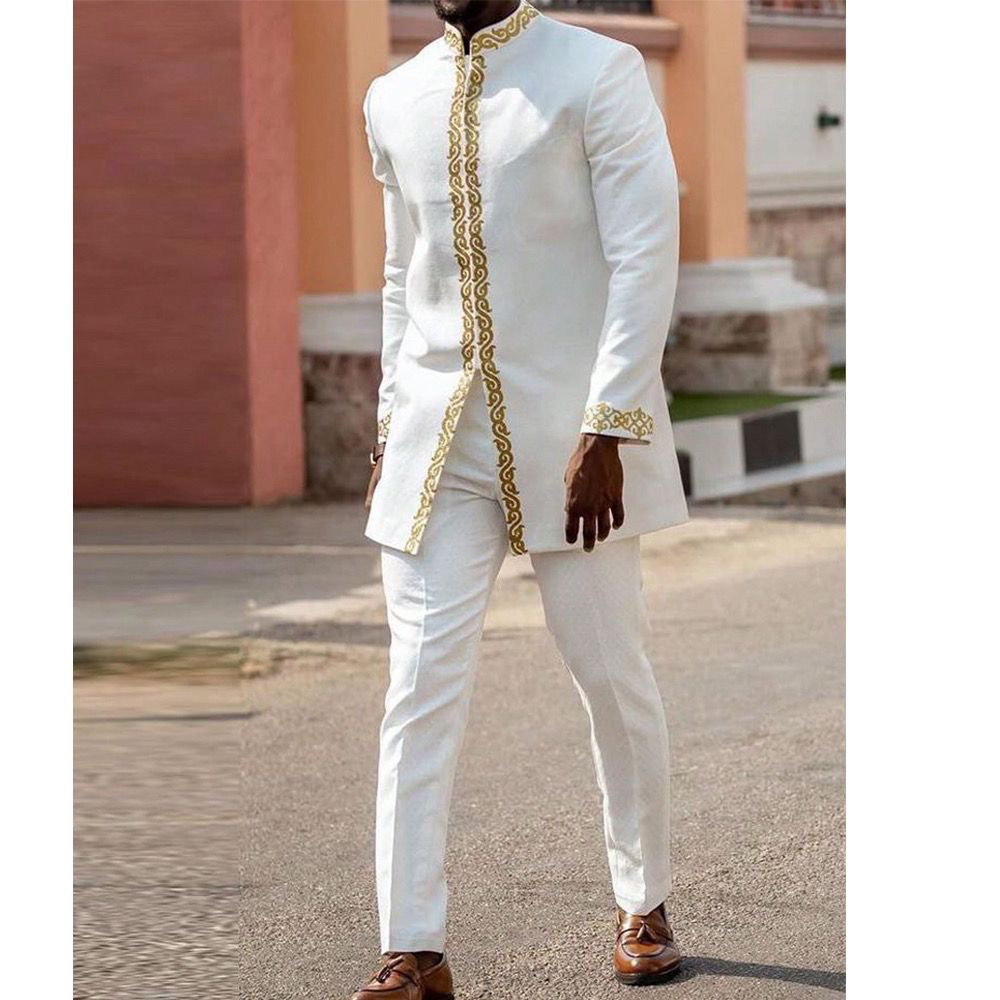 Men Robe Set Embroidered Kaunda African 2Pcs Men Suit Outfit