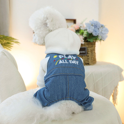 狗狗衣服秋冬新款牵引宠物四脚连帽背带裤泰迪博美比熊小型犬专用