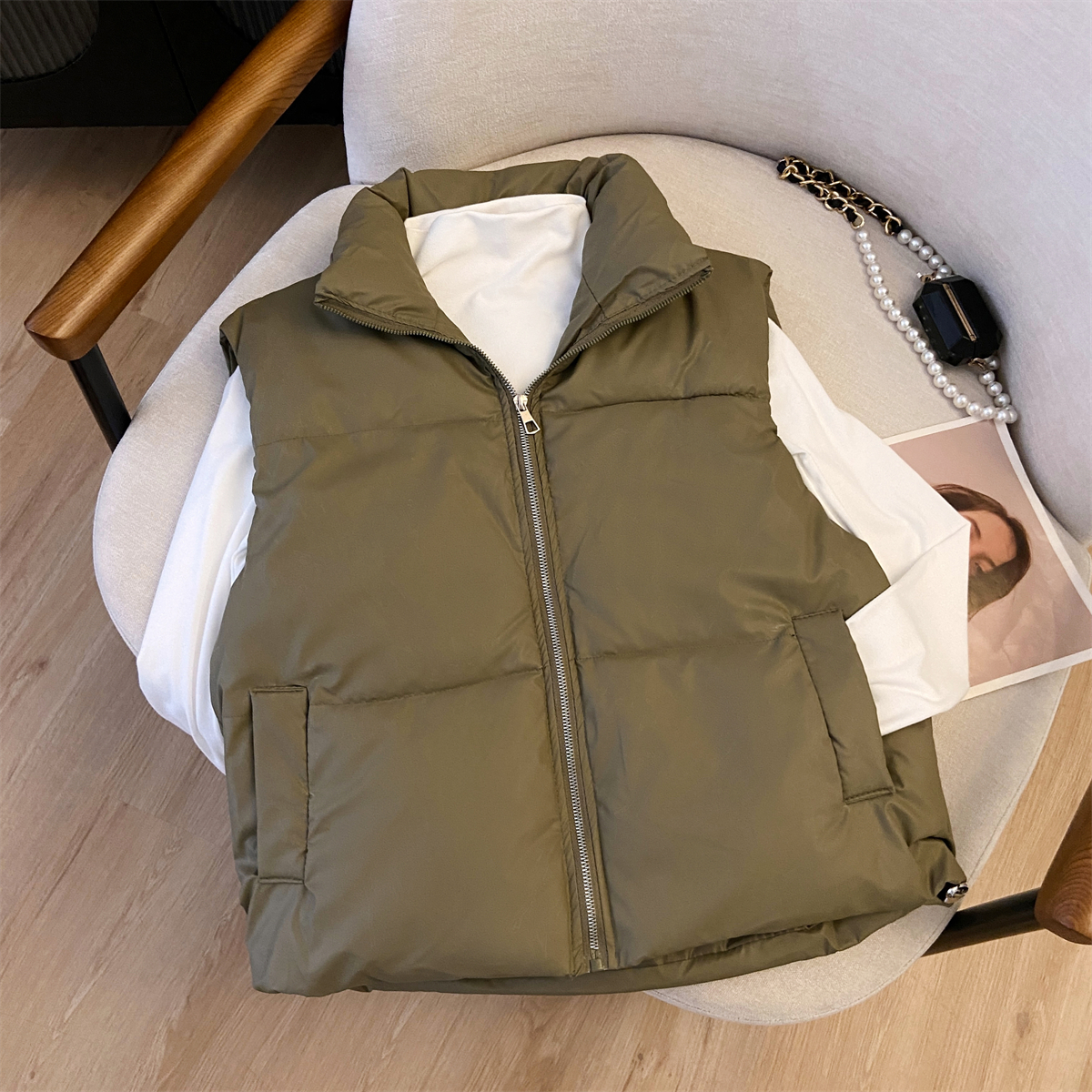 拉链韩版常规立领纯色