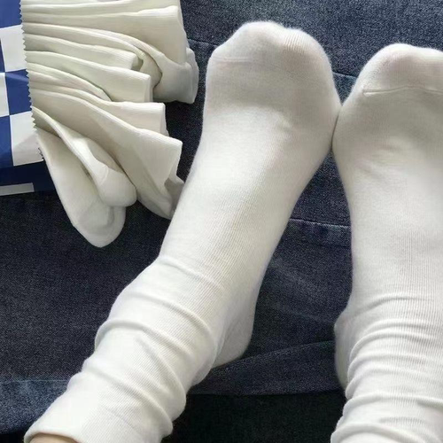 秋季纯色袜夏秋款无骨月子袜中筒袜学生百搭袜防臭女袜纯色堆堆袜