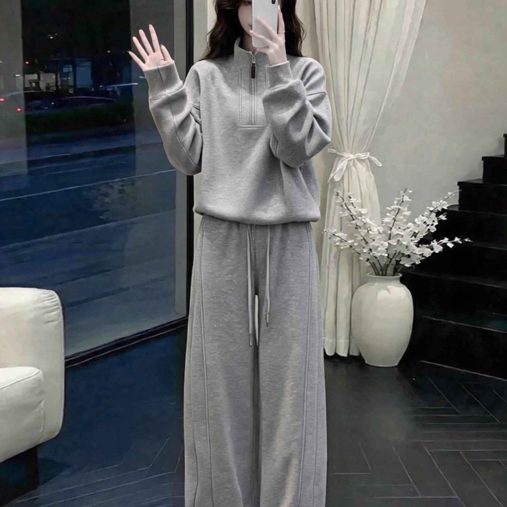 2026新款运动服套装女秋季跑步宽松韩版时尚卫衣纯棉休闲两件套潮