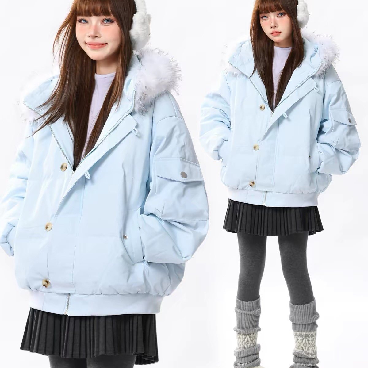 2026冬季新品连帽羽绒棉服女短款韩系学院风小个子面包服棉衣外套