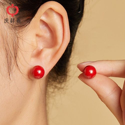 显白朱砂银针耳钉【官方正品】