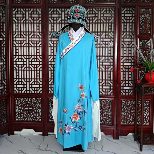 新款戏曲梁祝梁山伯仿真丝小生衣闽剧歌仔戏黄梅戏越剧演出服装