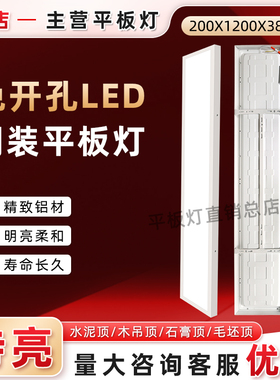 20x120led平板灯200x1200集成吊顶明装吸顶嵌入式弹簧卡扣长条灯