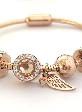 遇见轻奢少女心玫瑰金镶钻手链