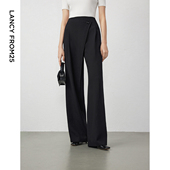 朗姿黑色高级感西裤 西装 高腰气质阔腿长裤 女 休闲裤 春季 裤 新款