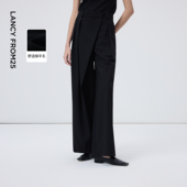 新款 气质通勤西裤 漾25系列 2026年春季 朗姿羊毛斜门襟直筒长裤