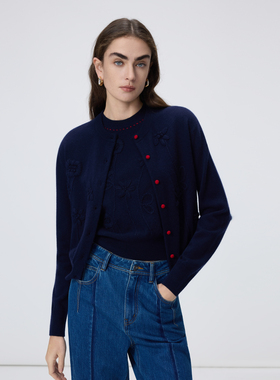 【MONEY HONG】朗姿浮雕绣针织衫/开衫立体钩花2026年春季新款