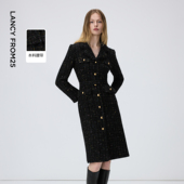 新款 高级感连衣裙女2026年春季 以梦为马 朗姿绵羊毛小香风修身