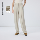 朗姿三醋酸立体捏褶垂坠感锥形西装 2026年春季 裤 新款 通勤优雅西裤