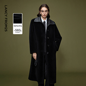 朗姿羊毛立领廓形老钱风仿皮草外套优雅毛绒大衣女2025年冬季 新款