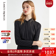 朗姿重磅真丝名媛气质连衣裙女春季新款商务正装长款过膝裙图片