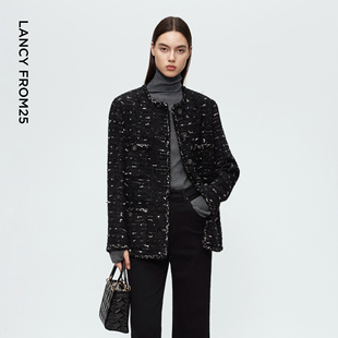新款 朗姿花纱小香风短外套时尚 高级感气质通勤百搭外衣2025年冬季