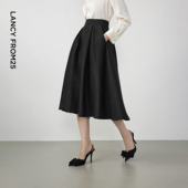 小香风黑色半裙赫本风大摆裙 王楚然同款 朗姿Basic衣橱 法式