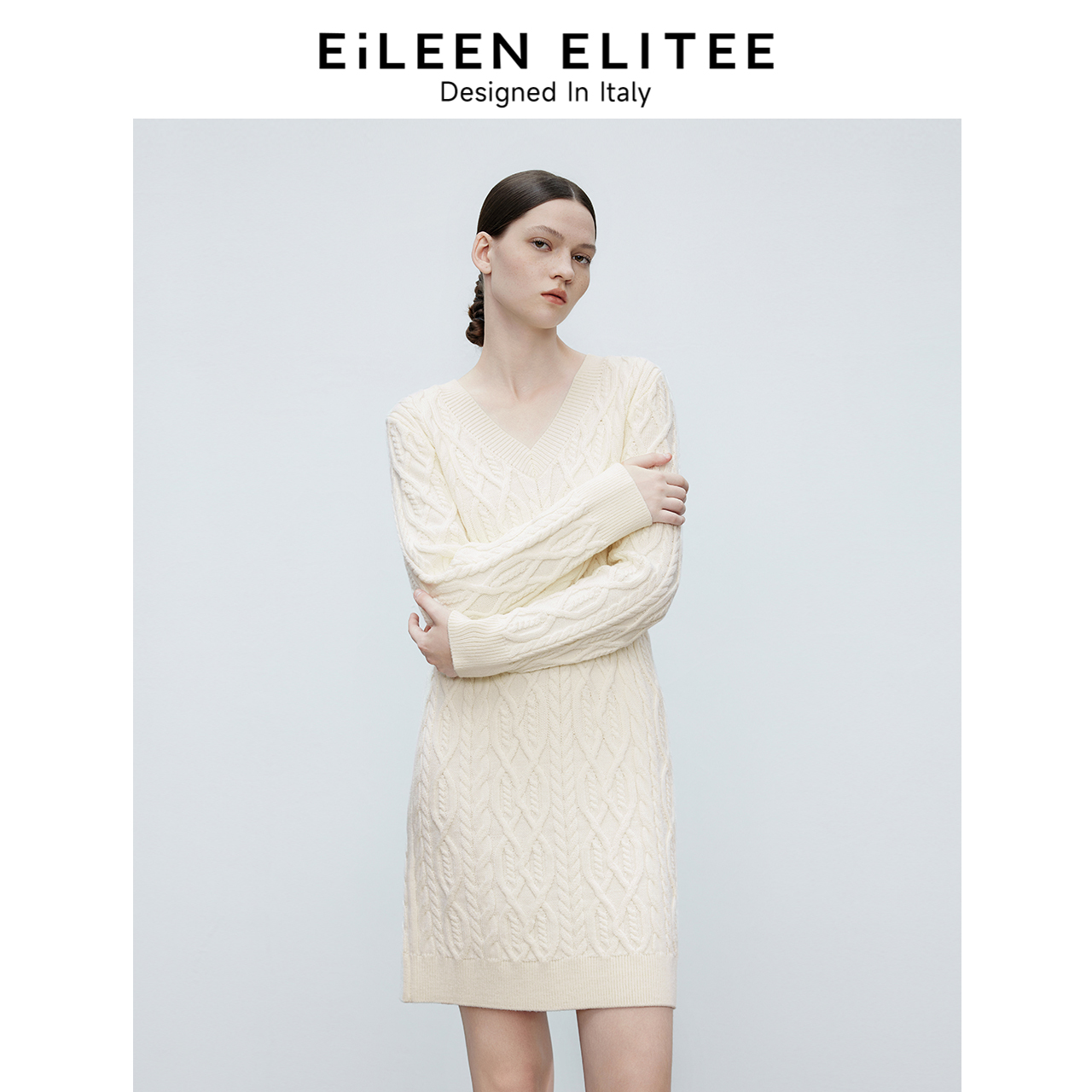 朗姿欧洲EiLEEN ELITEE羊毛法式气质毛衣裙2025春新款针织连衣裙