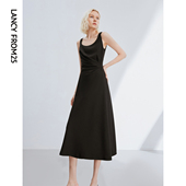 新款 朗姿法式 复古赫本风小黑裙设计感气质裙子女2024年夏季 连衣裙