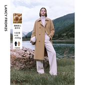 新款 朗姿羊毛高级感气质设计感正肩大衣加厚中长款 毛呢外套女冬季