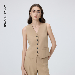 新款 百搭2026年春季 女 v领马甲设计感通勤高智上衣时尚 朗姿25无袖