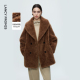 朗姿羊毛青果领通勤仿皮草外套复古百搭羊毛外套2025年冬季 女 新款