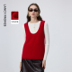 MONEY HONG 朗姿纯羊毛U领宽松针织马甲百搭2026年春季 新款 女
