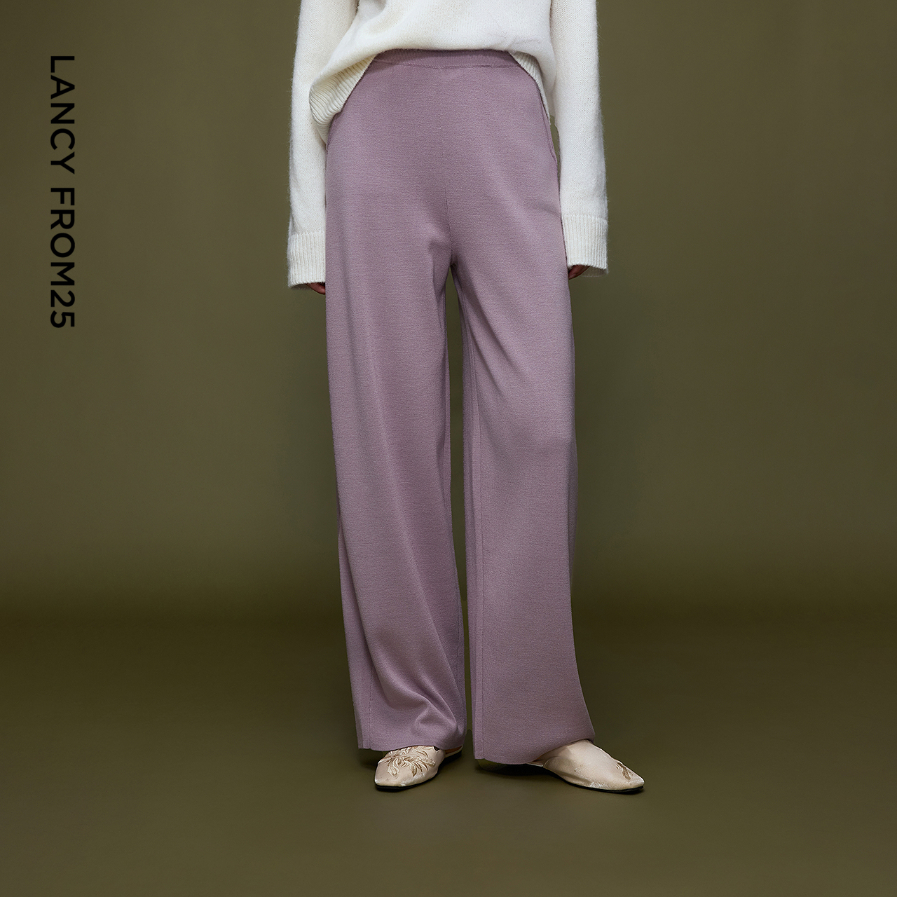 【兰亭叙】朗姿羊毛气质高腰休闲裤通勤时尚裤子女2025年冬季新款