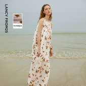 连衣裙 度假挂脖长裙高级感2025年夏新款 漾25系列 朗姿真丝无袖