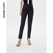 裤 高腰西装 女夏季 新款 子 朗姿职业通勤修身 黑色长裤 显瘦休闲烟管裤