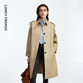 朗姿纯棉翻领风衣气质通勤复古美拉德设计感外套2025年秋季 新款 女