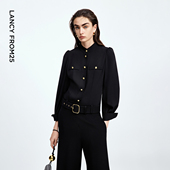 气质上衣春秋新款 朗姿25新中式 立领复古宫廷风高级感黑色衬衫